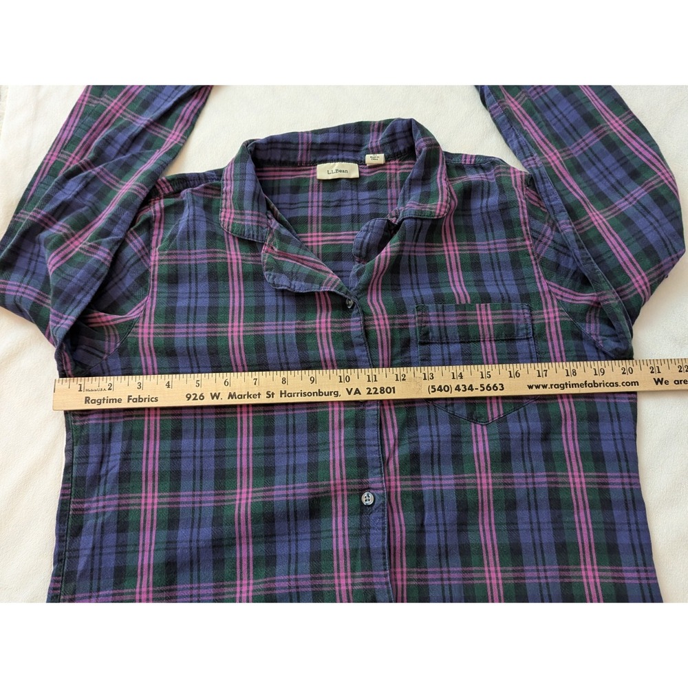Z5 LL Bean Pink Purple Green Plaid Flannel Button Up Women's Sz Small - Picture 3 of 8
